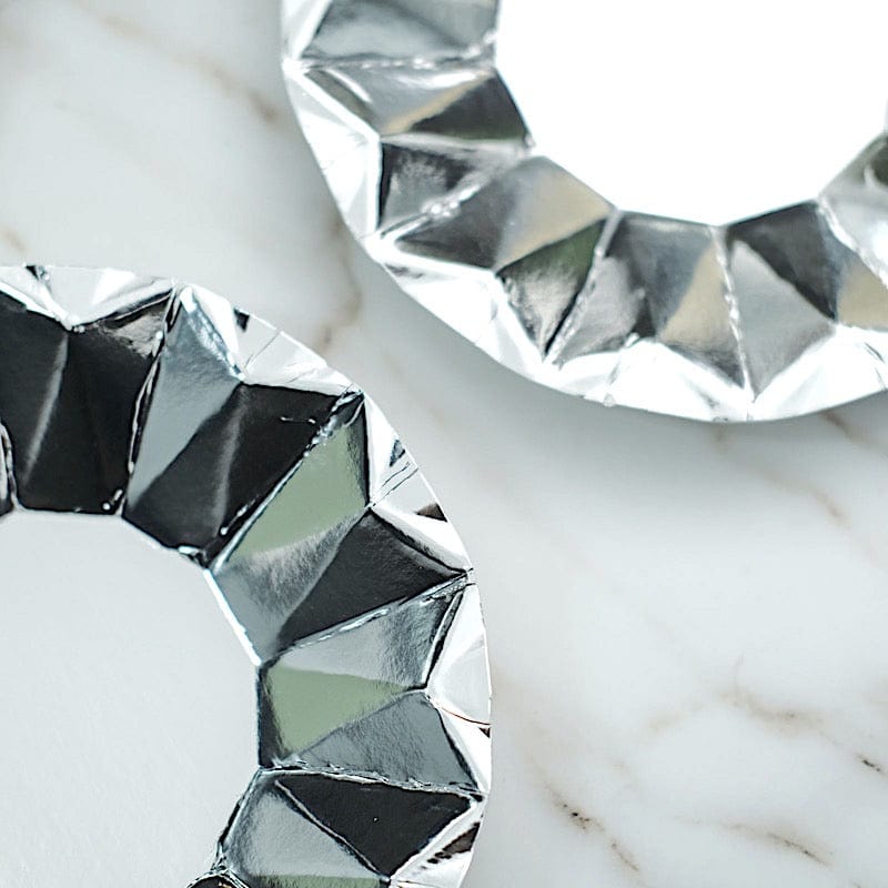 25 Geometric Round Metallic Disposable Dinner Salad Paper Plates