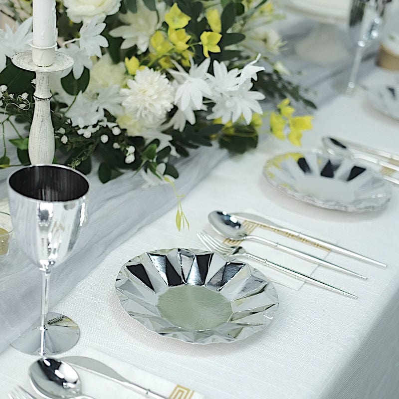 25 Geometric Round Metallic Disposable Dinner Salad Paper Plates