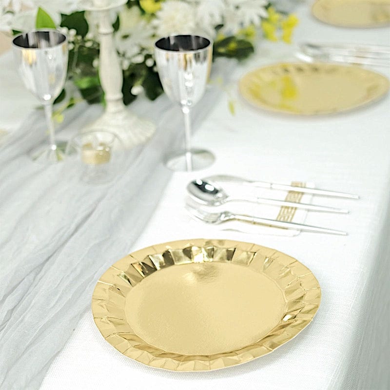 25 Geometric Round Metallic Disposable Dinner Salad Paper Plates