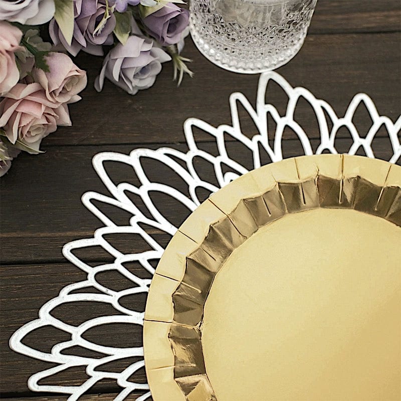 25 Geometric Round Metallic Disposable Dinner Salad Paper Plates