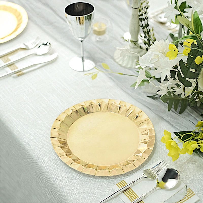 25 Geometric Round Metallic Disposable Dinner Salad Paper Plates
