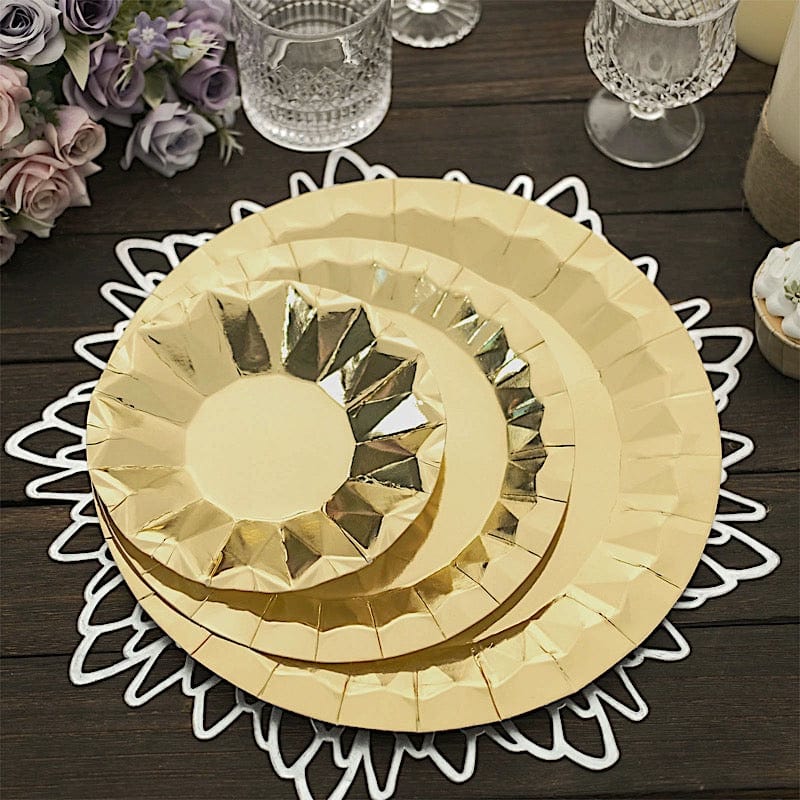 25 Geometric Round Metallic Disposable Dinner Salad Paper Plates