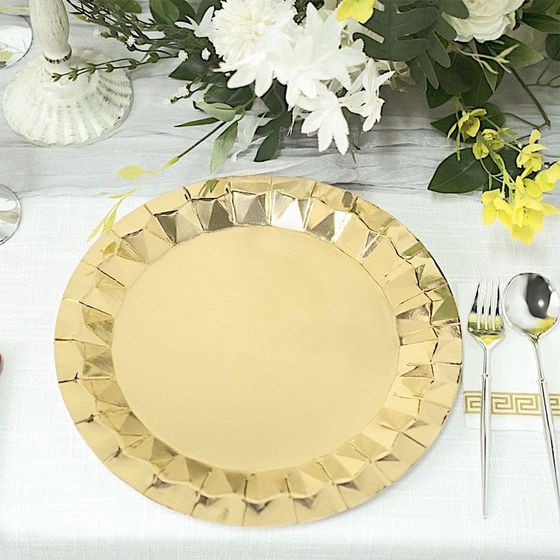 25 Geometric Round Metallic Disposable Dinner Salad Paper Plates