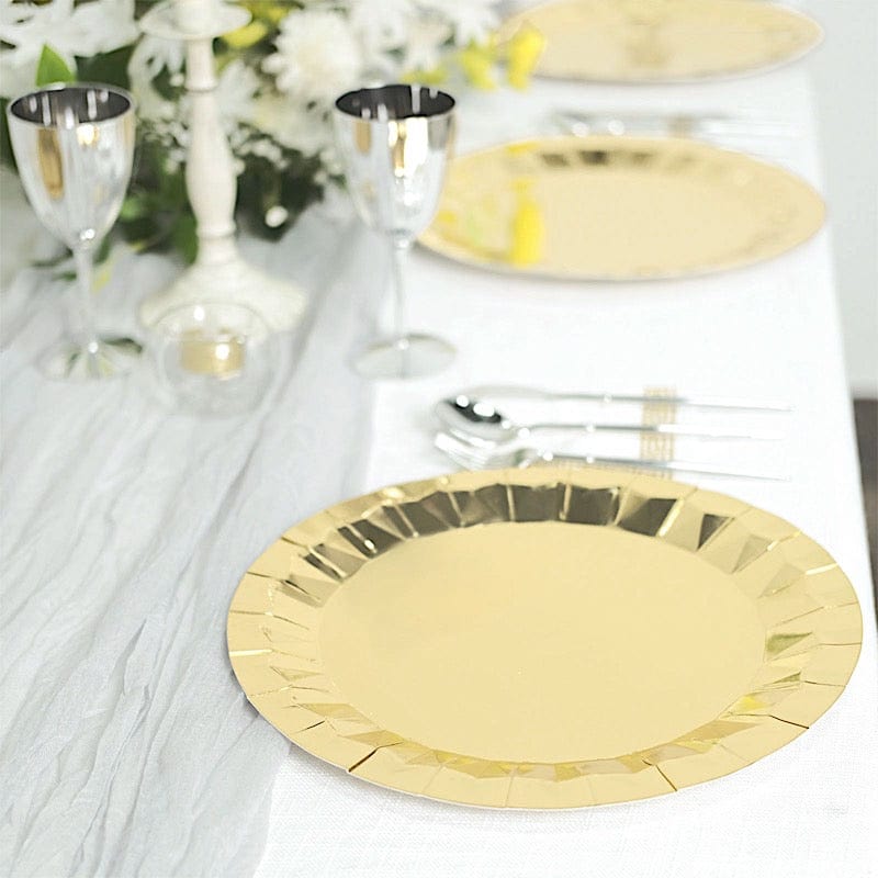 25 Geometric Round Metallic Disposable Dinner Salad Paper Plates