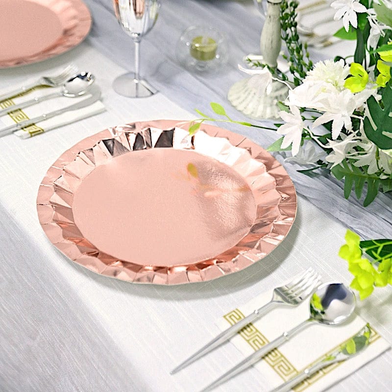 25 Geometric Round Metallic Disposable Dinner Salad Paper Plates