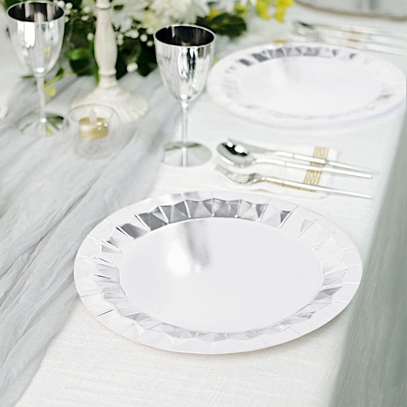 25 Geometric Round Metallic Disposable Dinner Salad Paper Plates