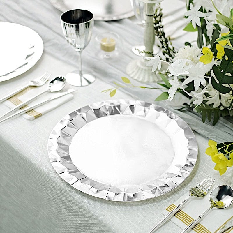 25 Geometric Round Metallic Disposable Dinner Salad Paper Plates