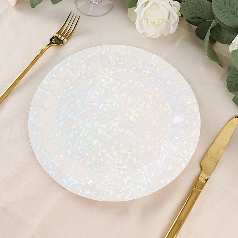 25 Geometric Round Metallic Disposable Dinner Salad Paper Plates