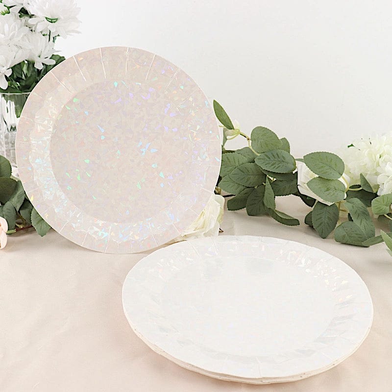 25 Geometric Round Metallic Disposable Dinner Salad Paper Plates