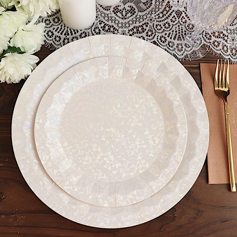 25 Geometric Round Metallic Disposable Dinner Salad Paper Plates