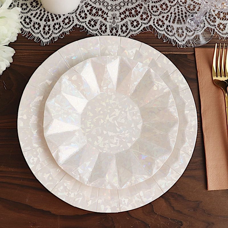 25 Geometric Round Metallic Disposable Dinner Salad Paper Plates