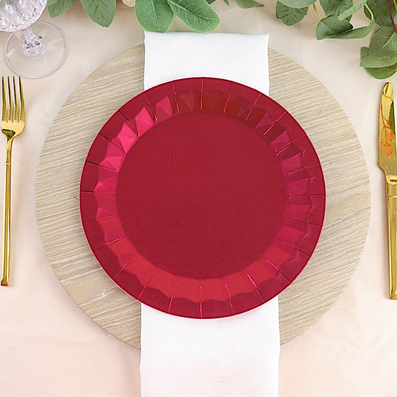 25 Geometric Round Metallic Disposable Dinner Salad Paper Plates