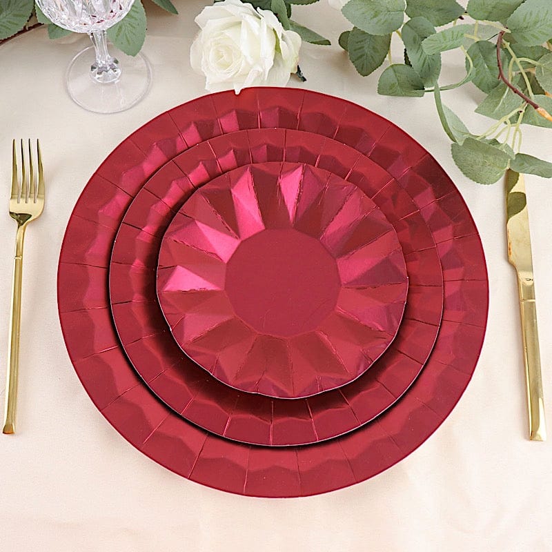25 Geometric Round Metallic Disposable Dinner Salad Paper Plates