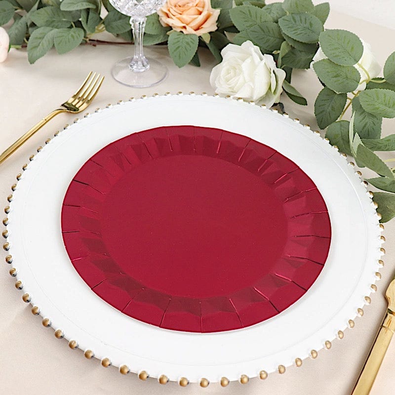 25 Geometric Round Metallic Disposable Dinner Salad Paper Plates