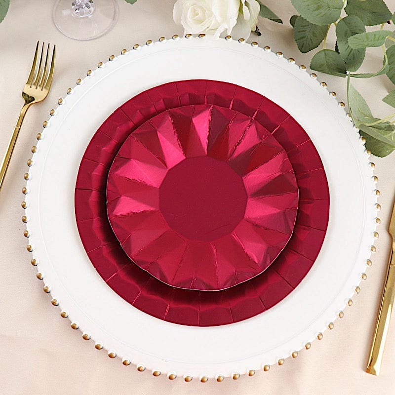 25 Geometric Round Metallic Disposable Dinner Salad Paper Plates