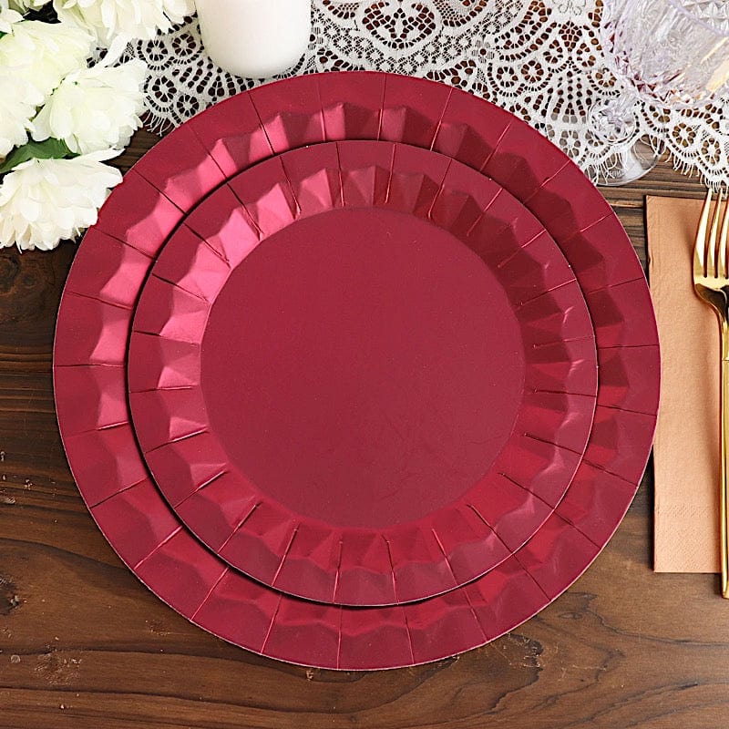 25 Geometric Round Metallic Disposable Dinner Salad Paper Plates