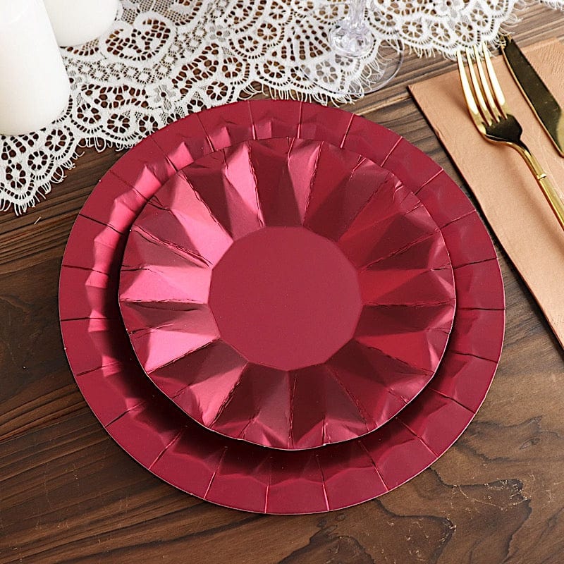 25 Geometric Round Metallic Disposable Dinner Salad Paper Plates