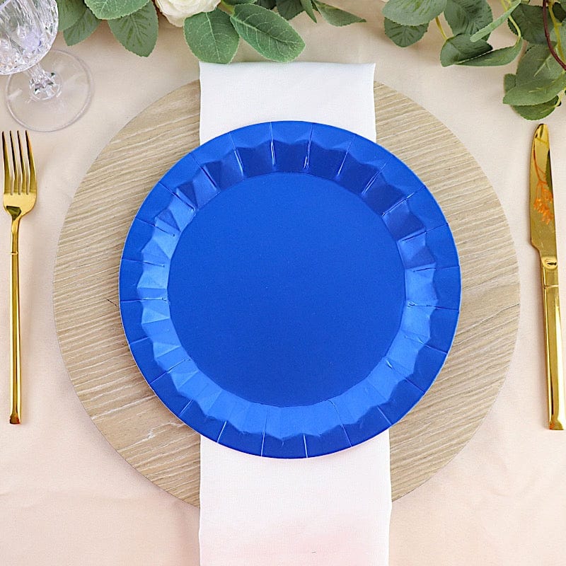 25 Geometric Round Metallic Disposable Dinner Salad Paper Plates