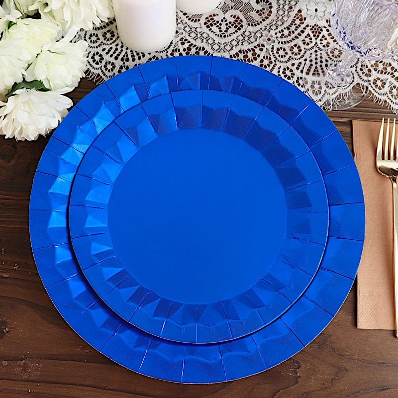 25 Geometric Round Metallic Disposable Dinner Salad Paper Plates