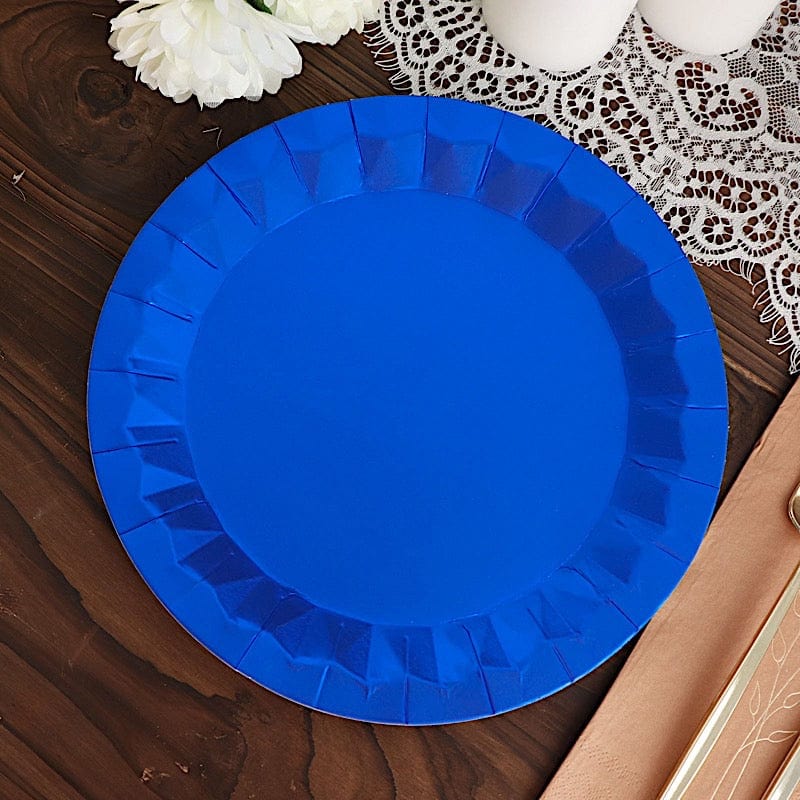 25 Geometric Round Metallic Disposable Dinner Salad Paper Plates