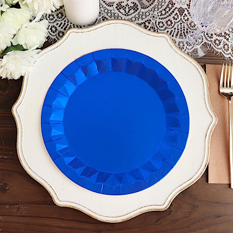 25 Geometric Round Metallic Disposable Dinner Salad Paper Plates