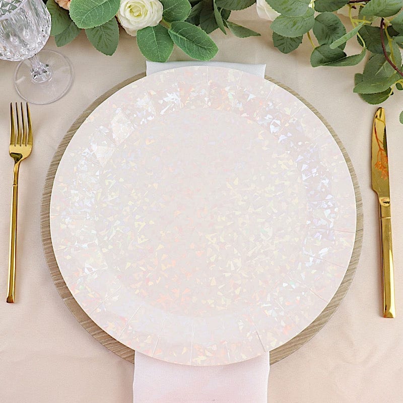 25 Geometric Round Metallic Disposable Dinner Salad Paper Plates