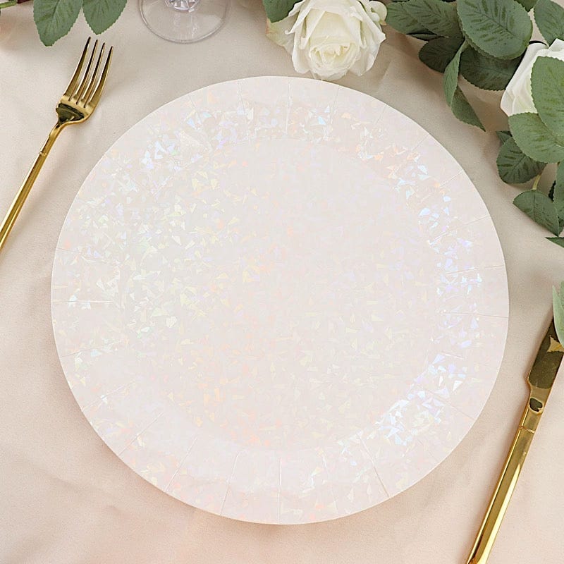 25 Geometric Round Metallic Disposable Dinner Salad Paper Plates