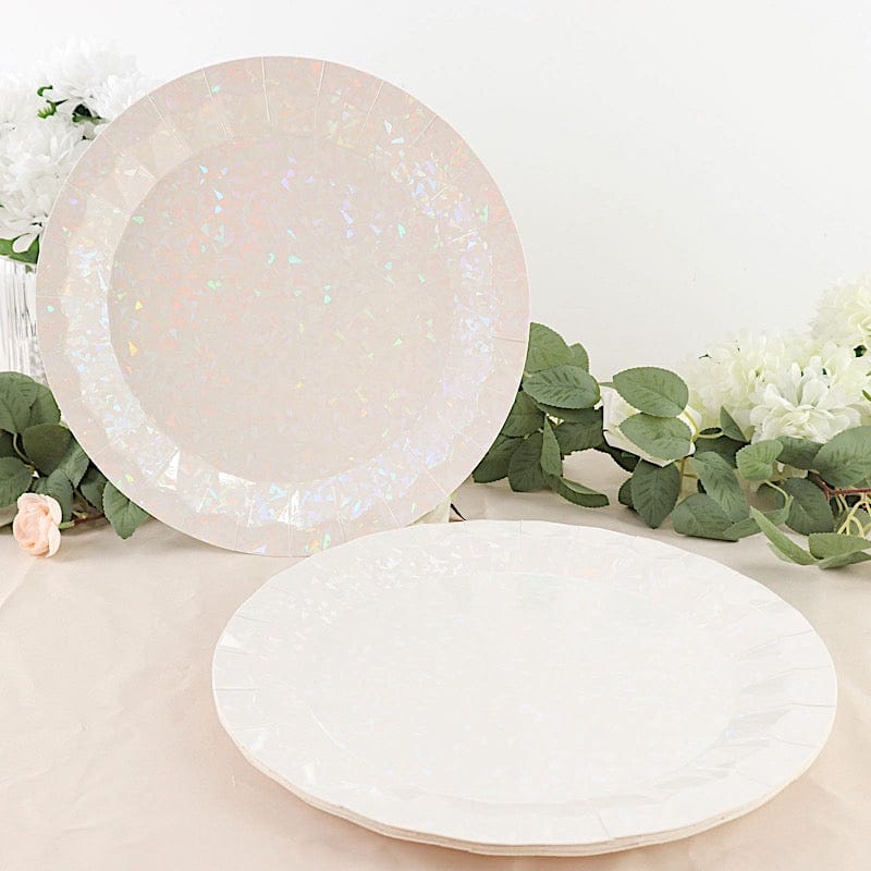 25 Geometric Round Metallic Disposable Dinner Salad Paper Plates