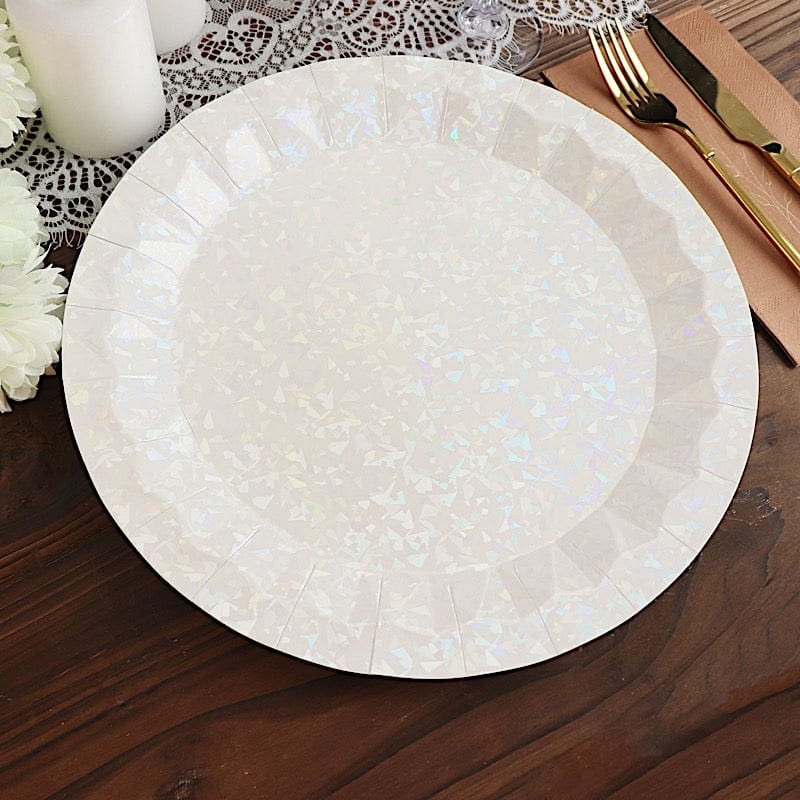 25 Geometric Round Metallic Disposable Dinner Salad Paper Plates