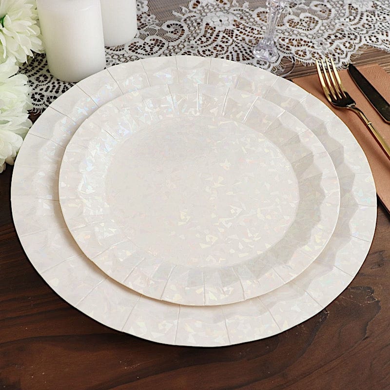 25 Geometric Round Metallic Disposable Dinner Salad Paper Plates
