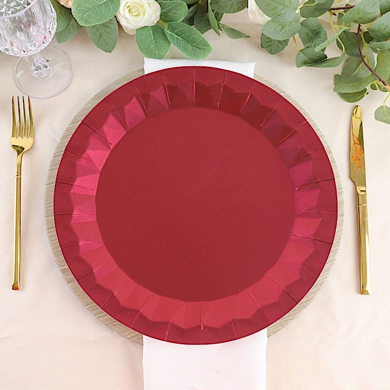 25 Geometric Round Metallic Disposable Dinner Salad Paper Plates