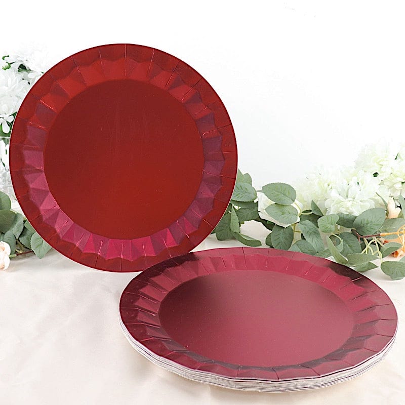 25 Geometric Round Metallic Disposable Dinner Salad Paper Plates