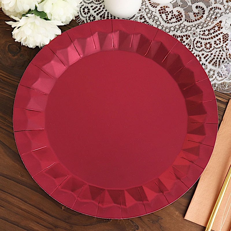 25 Geometric Round Metallic Disposable Dinner Salad Paper Plates