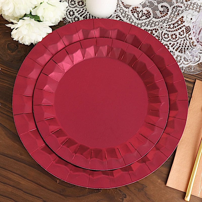 25 Geometric Round Metallic Disposable Dinner Salad Paper Plates