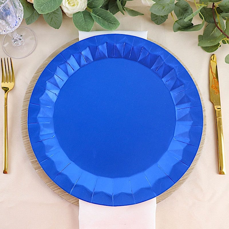 25 Geometric Round Metallic Disposable Dinner Salad Paper Plates