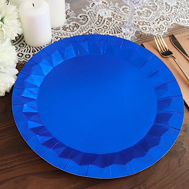 25 Geometric Round Metallic Disposable Dinner Salad Paper Plates