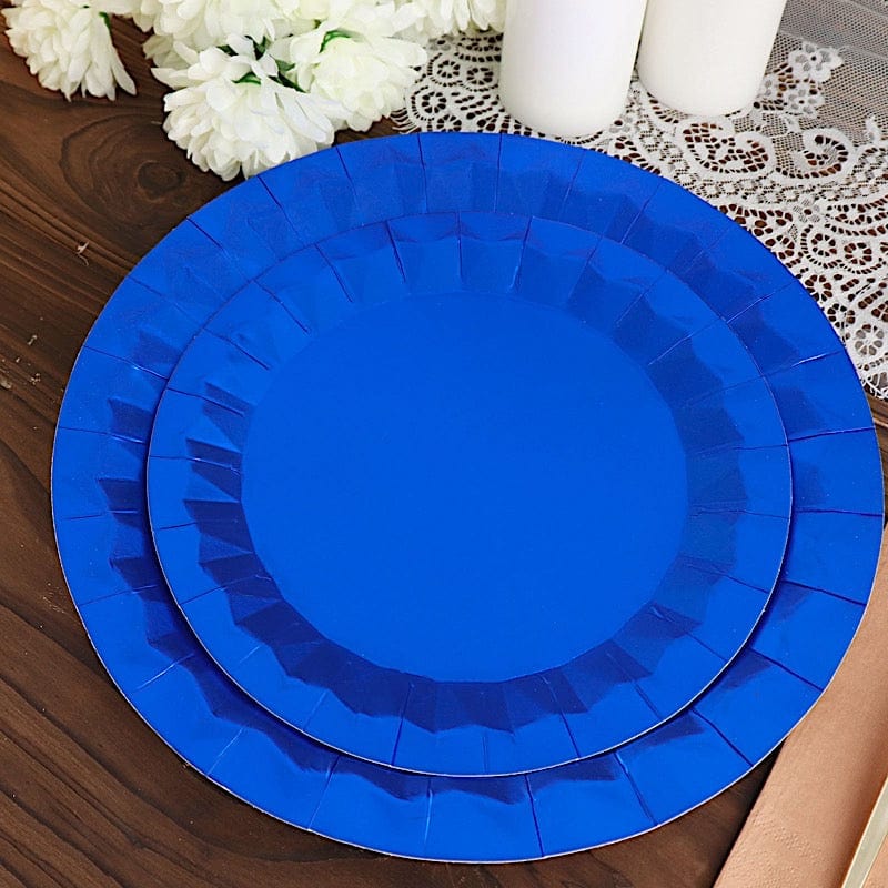 25 Geometric Round Metallic Disposable Dinner Salad Paper Plates