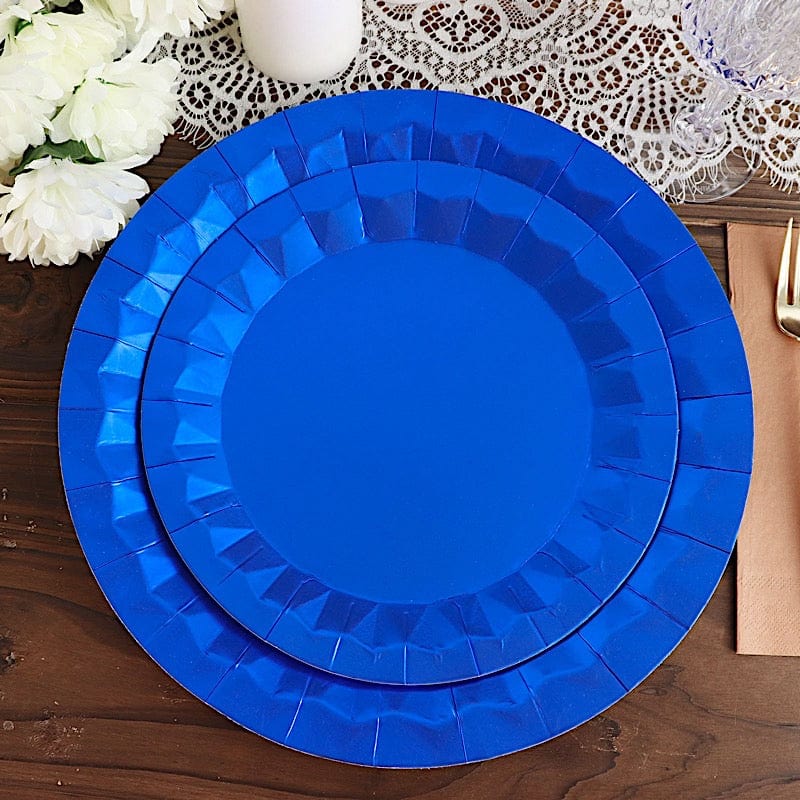 25 Geometric Round Metallic Disposable Dinner Salad Paper Plates