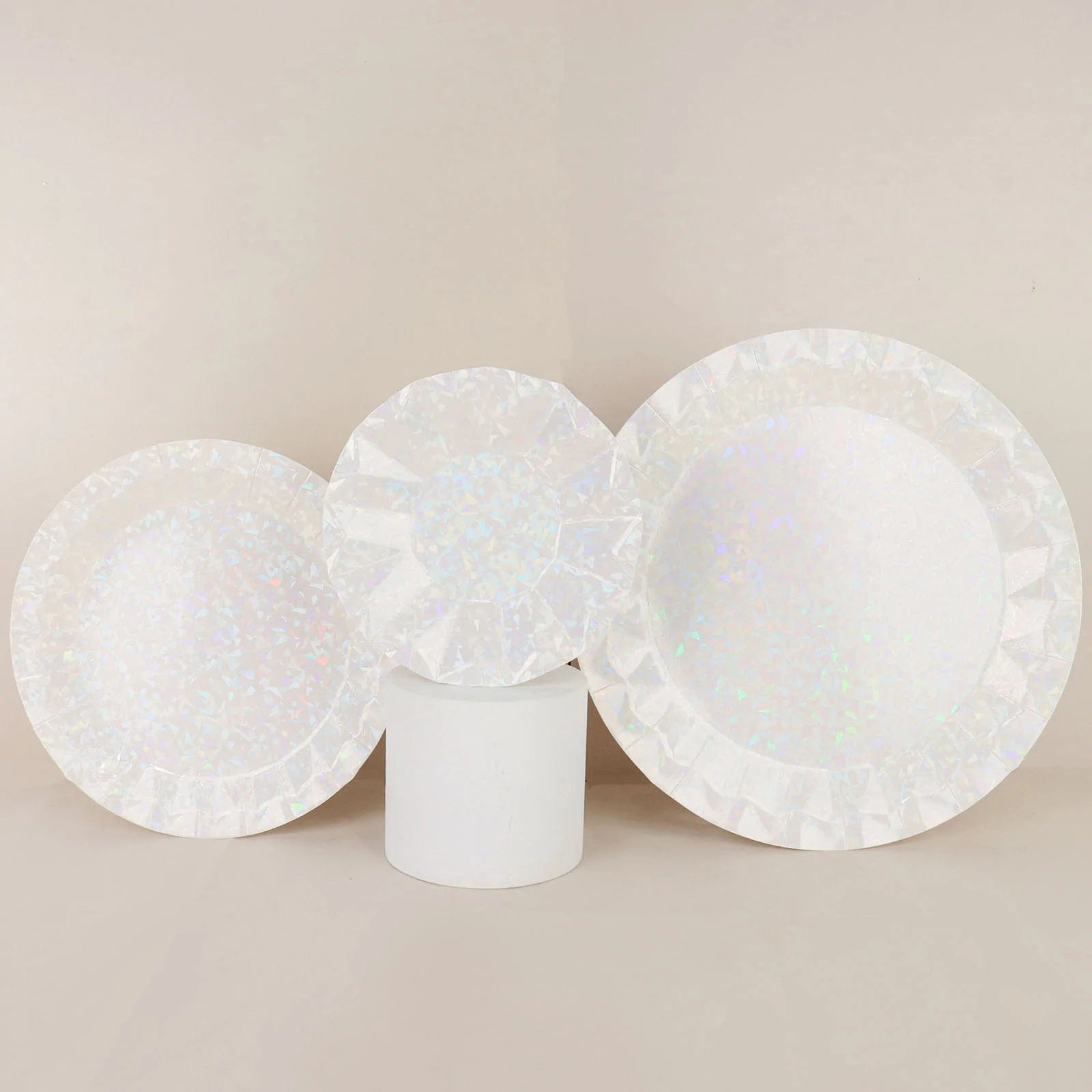 25 Geometric Round Metallic Disposable Dinner Salad Paper Plates