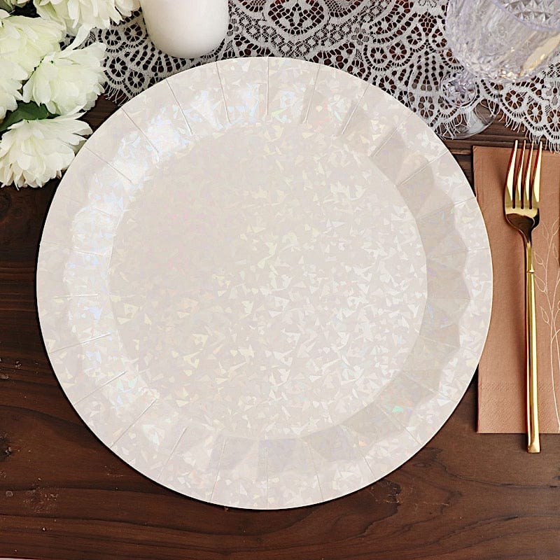 25 Geometric Round Metallic Disposable Dinner Salad Paper Plates
