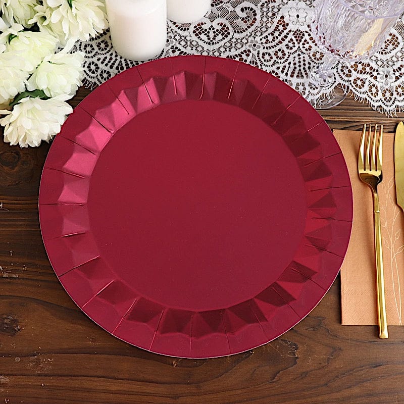 25 Geometric Round Metallic Disposable Dinner Salad Paper Plates