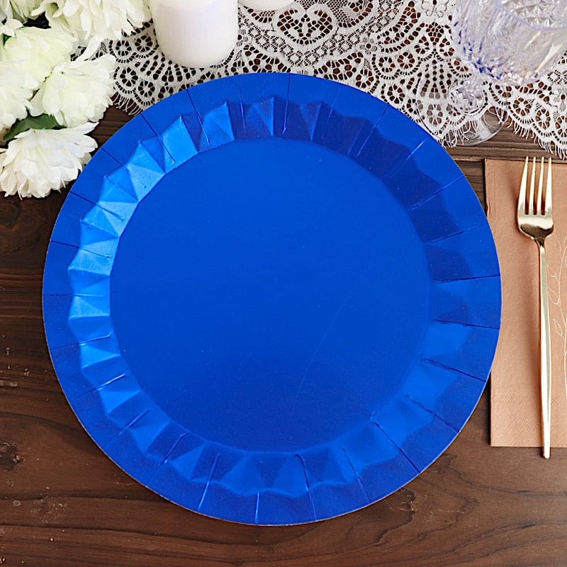 25 Geometric Round Metallic Disposable Dinner Salad Paper Plates