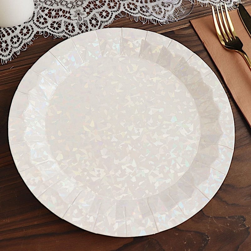 25 Geometric Round Metallic Disposable Dinner Salad Paper Plates