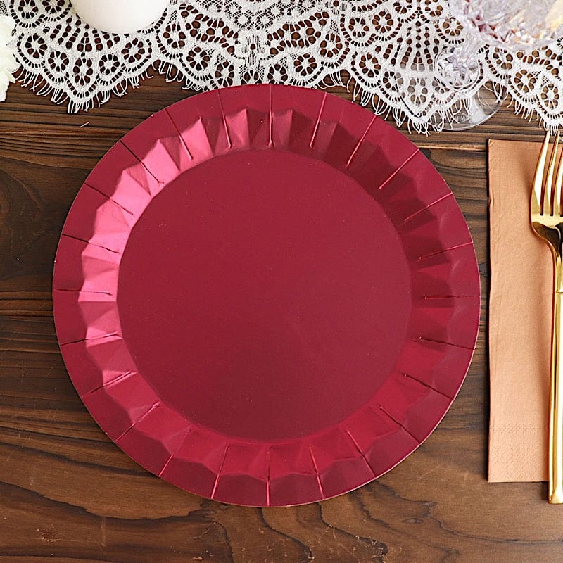 25 Geometric Round Metallic Disposable Dinner Salad Paper Plates
