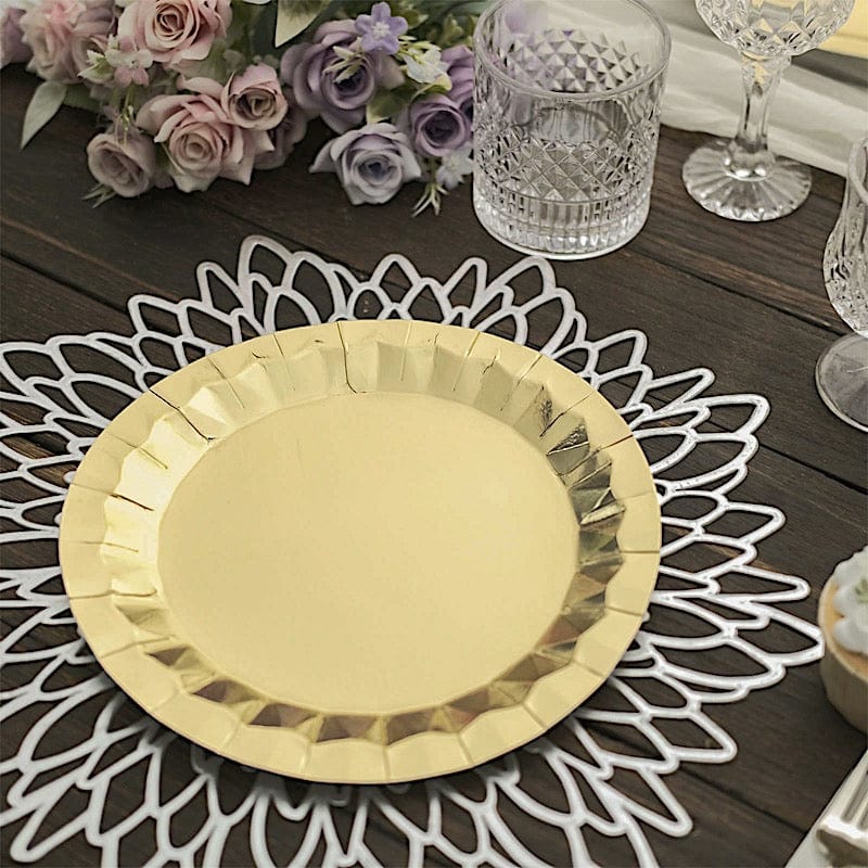 25 Geometric Round Metallic Disposable Dinner Salad Paper Plates