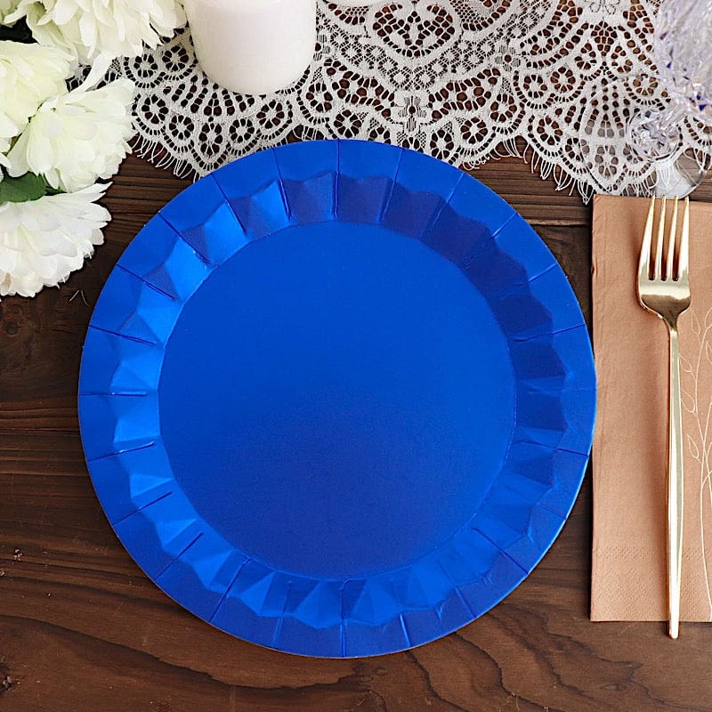 25 Geometric Round Metallic Disposable Dinner Salad Paper Plates