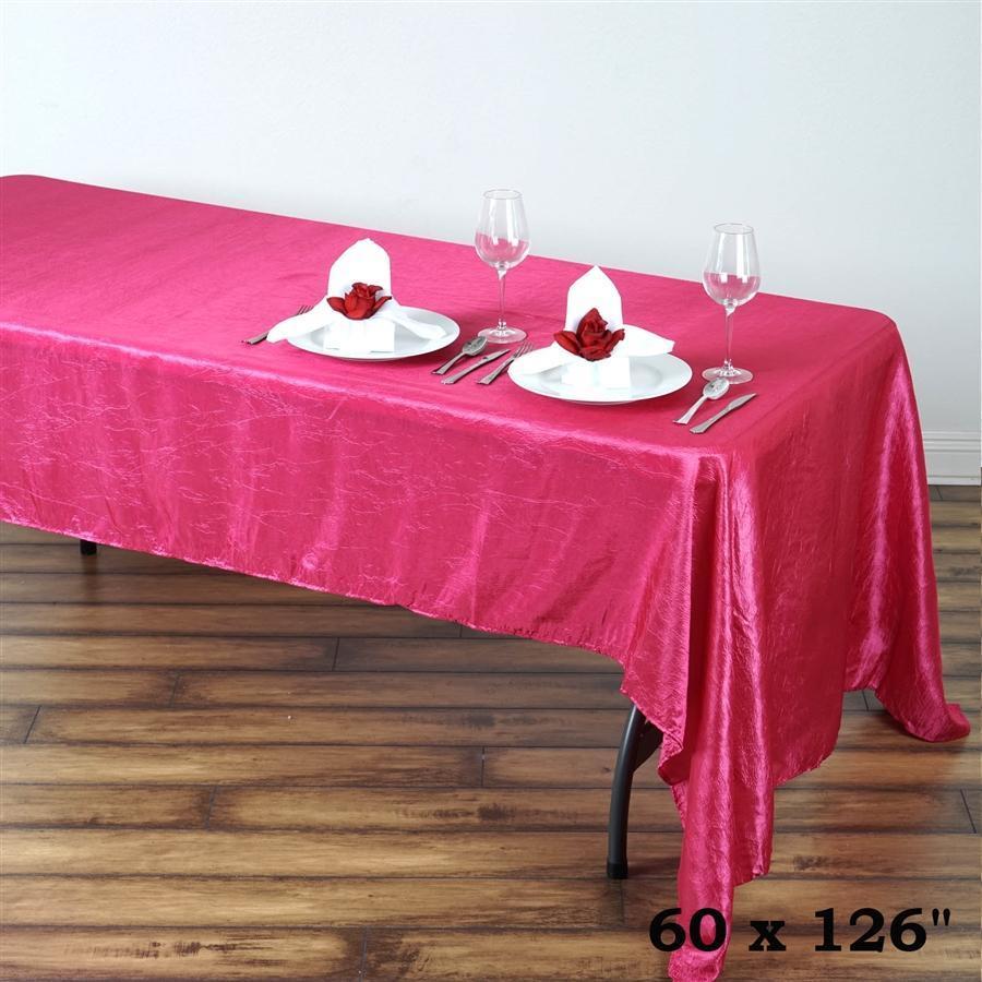 60 x 126 inch Fuchsia (Fushia) Crinkle Taffeta Rectangular Tablecloth