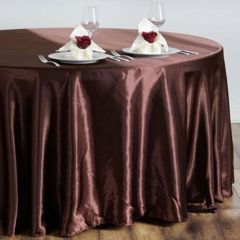 Chocolate Brown 108" Satin Round Tablecloth