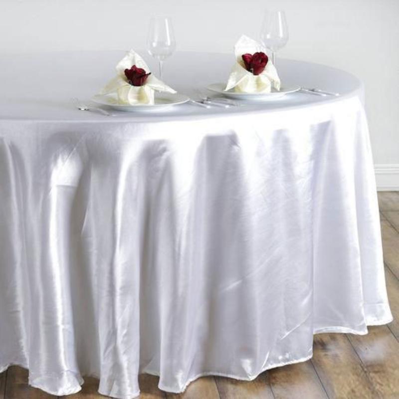 White 108" Satin Round Tablecloth