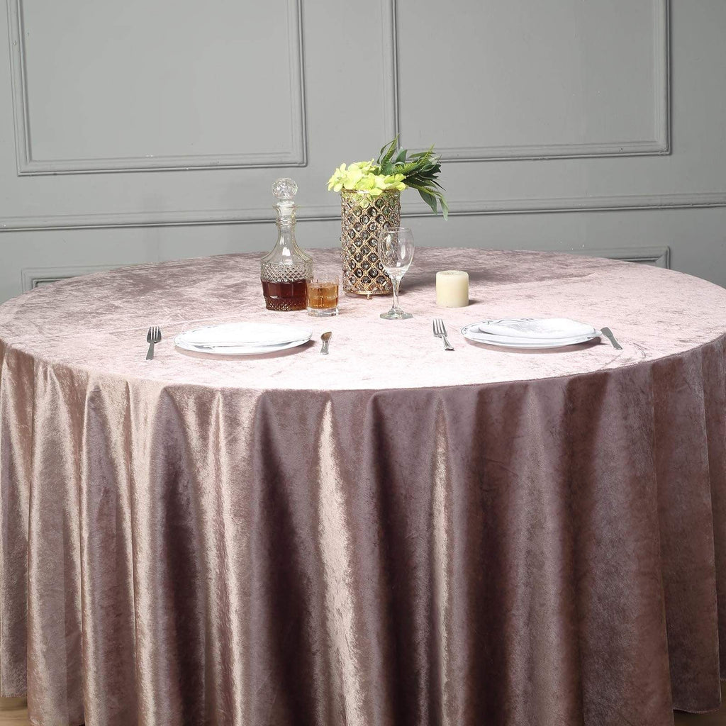 120 in Dusty Rose Round Premium Velvet Tablecloth